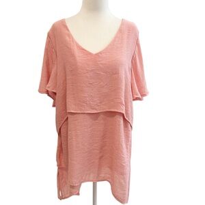 Avenue Coral Layered Tunic Blouse 16